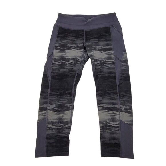 Athleta Pants - Athleta Black Gray Leggings XS Relay Cropped Carpi Pants Mid Rise Gym Yoga